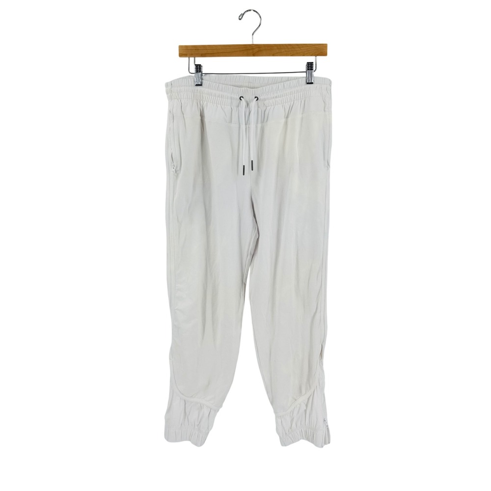 Adidas Stella McCartney White Jogger Pants Tapered Zip Cuff Size 44‎ Activewear